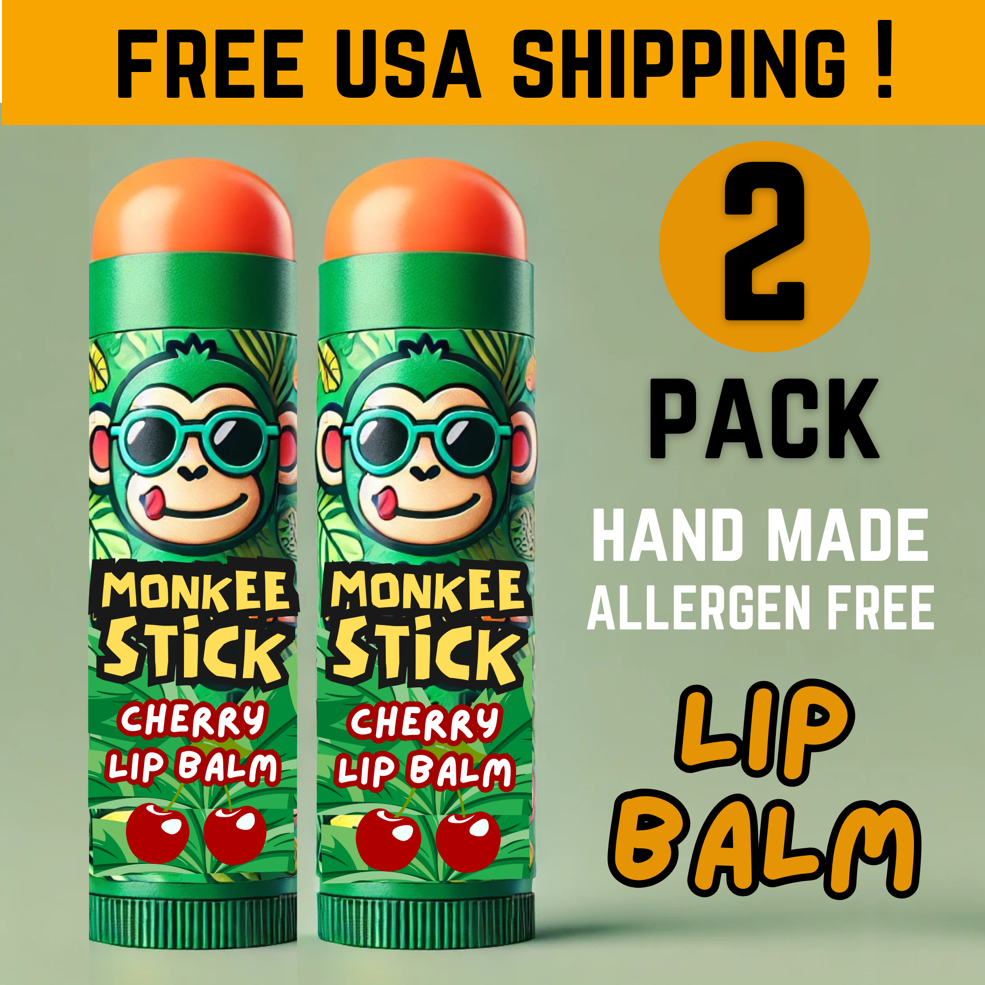 Monkee Stick - Cherry Lip Balm - Free USA Shipping + 30% OFF SALE